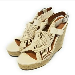 LUCKY BRAND boho macrame sandal wedges 9.5